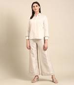 Silver white kota chanderi cotton cord set