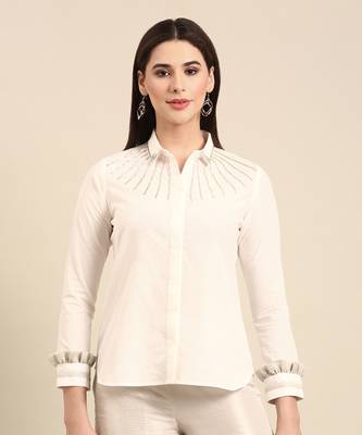 Silver white kota chanderi cotton cord set 2