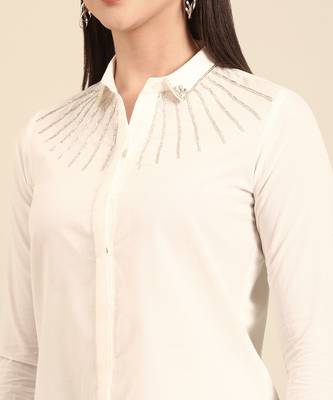 Silver white kota chanderi cotton cord set 3
