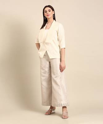Silver ivory chanderi kota cord set 1