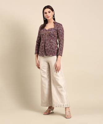 Purple silver kota chanderi cord set 1