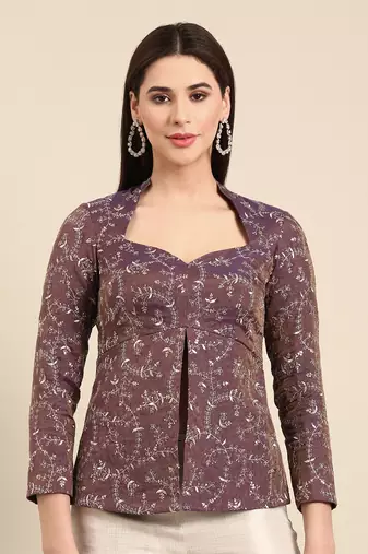 Purple silver kota chanderi cord set