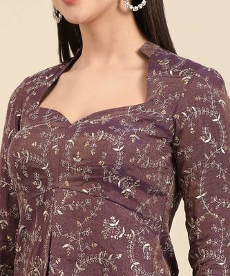 Purple silver kota chanderi cord set 3