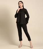 Black slub silk cord set