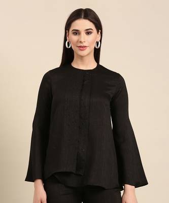 Black slub silk cord set 2