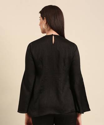 Black slub silk cord set 4
