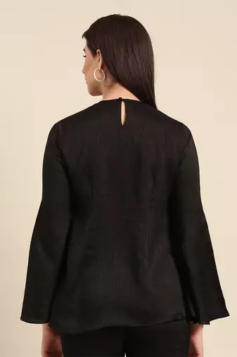 Black slub silk cord set