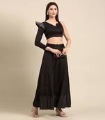 Black slub silk cord set