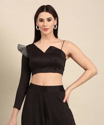 Black slub silk cord set 2