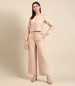 Pink linen jacquard cord set