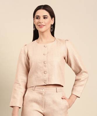 Pink linen jacquard cord set 2