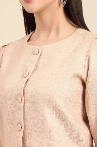 Pink linen jacquard cord set