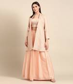 Pink linen jacquard cord set