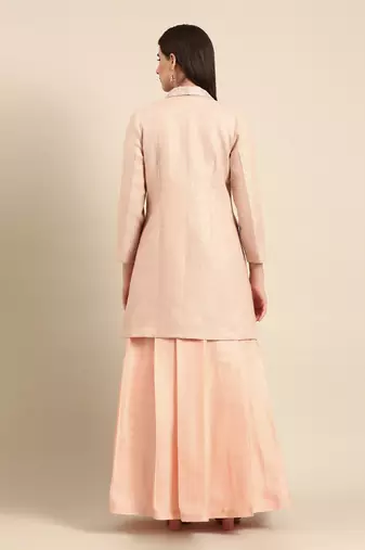 Pink linen jacquard cord set