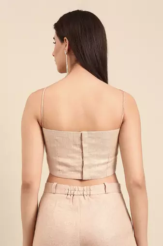 Pink linen jacquard cord set