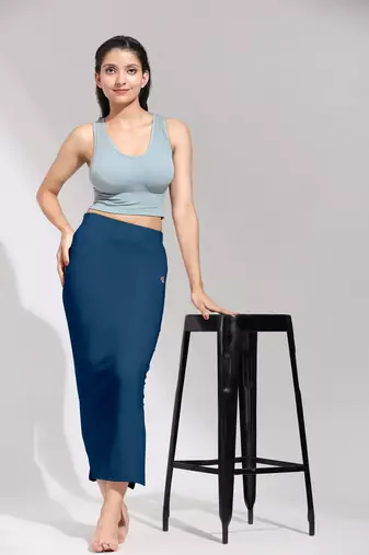 Trendmalls Plain Nylon Petticoat Skirts Saree Silhouette Shape Wear set of 2 pieces