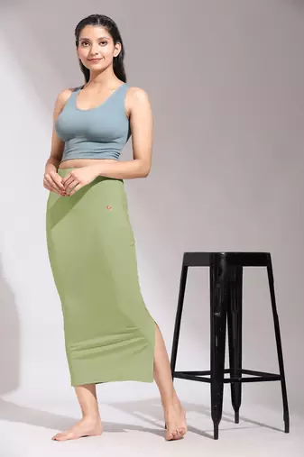 Trendmalls Plain Nylon Petticoat Skirts Saree Silhouette Shape Wear set of 2 pieces