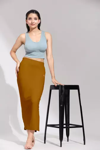 Trendmalls Solid Nylon Soft Petticoat Skirts for Women Saree Shape Wear 2 Piece