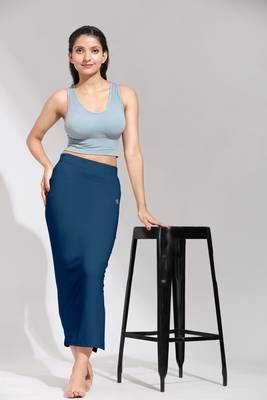 Trendmalls Blue Solid Nylon Soft Petticoat Skirts for Women Saree Shape Wear  2