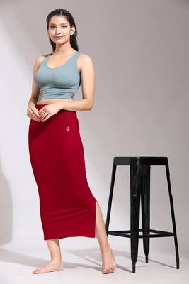Trendmalls Women's Plain Red Nylon Petticoat Skirts Saree Silhouette Shape Wear Dress 2