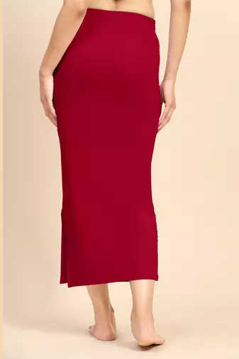 Trendmalls Women's Plain Red Nylon Petticoat Skirts Saree Silhouette Shape Wear Dress
