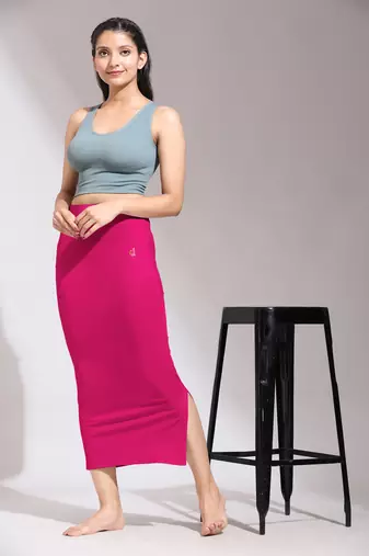 Trendmalls Pink Nylon Soft Petticoat Skirts for Women Saree Shape Wear 