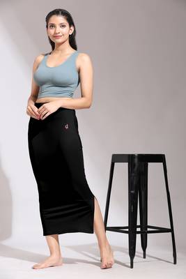 Trendmalls Black Solid Nylon Soft Petticoat Skirt Saree Shape Wear for Women 2