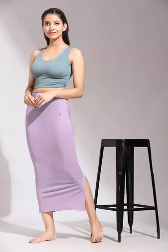 Trendmalls Purple Solid Nylon Soft Petticoat Skirts for Women Saree Shape Wear 