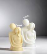 Atorakushon soy wax romantic couple candle showpiece & home decor valentine anniversary gift candle (ivory&yellow)