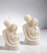 Atorakushon soy wax romantic couple candle showpiece & home decor valentine anniversary gift candle (ivory)