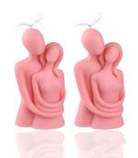 Atorakushon soy wax romantic couple candle showpiece & home decor valentine anniversary gift candle (pink)