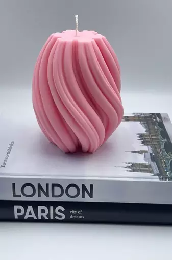 Atorakushon soy wax spiral pillar candle pack of 1 decorative scented aromatic fragrance candles ( pink )