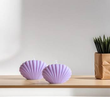 Atorakushon sea shel pillar candle pack of 2 decorative scented aromatic fragrance candles ( purple ) 1