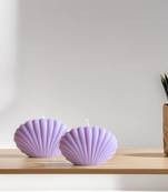 Atorakushon sea shel pillar candle pack of 2 decorative scented aromatic fragrance candles ( purple )