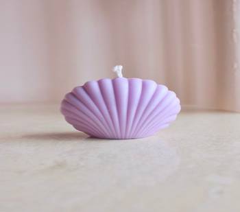Atorakushon sea shel pillar candle pack of 2 decorative scented aromatic fragrance candles ( purple ) 3