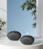 Atorakushon sea shel pillar candle pack of 2 decorative scented aromatic fragrance candles ( black )