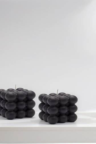 Atorakushon cube soy wax bubble candles aesthetic room decor cool shaped scented candle packof 2 ( black )