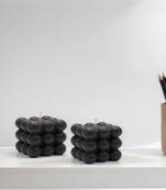 Atorakushon cube soy wax bubble candles aesthetic room decor cool shaped scented candle packof 2 ( black )