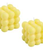 Atorakushon cube soy wax bubble candles aesthetic room decor cool shaped scented candle packof 2 ( yellow )