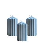 Atorakushon soy wax set of 3 scented point ribbed pillar candles for home decor diwali wedding & pirty( sky blue)