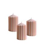 Atorakushon soy wax set of 3 scented point ribbed pillar candles for home decor diwali wedding & pirty( peach)