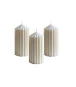 Atorakushon soy wax set of 3 scented point ribbed pillar candles for home decor diwali wedding & pirty( ivory)