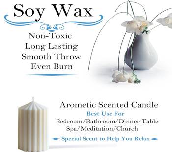 Atorakushon soy wax set of 3 scented point ribbed pillar candles for home decor diwali wedding & pirty( ivory) 4