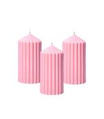 Atorakushon soy wax set of 3 scented point ribbed pillar candles for home decor diwali wedding & pirty( pink)