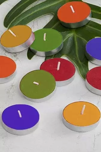 Atorakushon smokeless scented tealight candles  pack 50 multi t-lite candles for home decor & diwali puja special