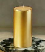 Atorakushon 5'' inches set of 1 round metallic golden tall pillar smokeless candles