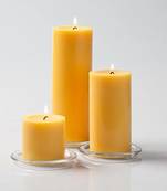 Atorakushon smokeless scented yellow pillar candle set of 3 for home decoration  diwali & puja candle