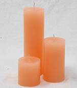 Atorakushon smokeless scented peach pillar candle set of 3 for home decoration  diwali & puja candle