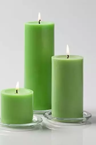 Atorakushon smokeless scented green pillar candle set of 3 for home decoration  diwali & puja candle