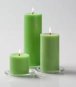 Atorakushon smokeless scented green pillar candle set of 3 for home decoration  diwali & puja candle